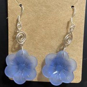 Recycled Sea Glass Flower Earrings